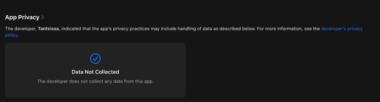 AutoSnore App Store privacy label: Data Not Collected. The developer does not collect any data from this app.